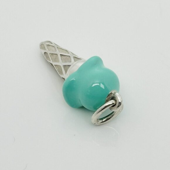 RARE Tiffany Ice Cream Cone Charm in Blue Enamel and Sterling Silver - Picture 4 of 9